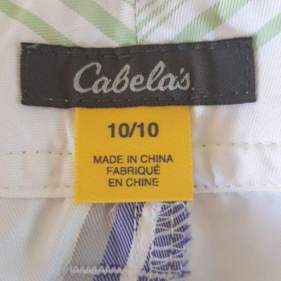 Cabela's Shorts Activewear Plaid UPF50 Sports Bermuda White Purple Green Sz 10 - Picture 3 of 8